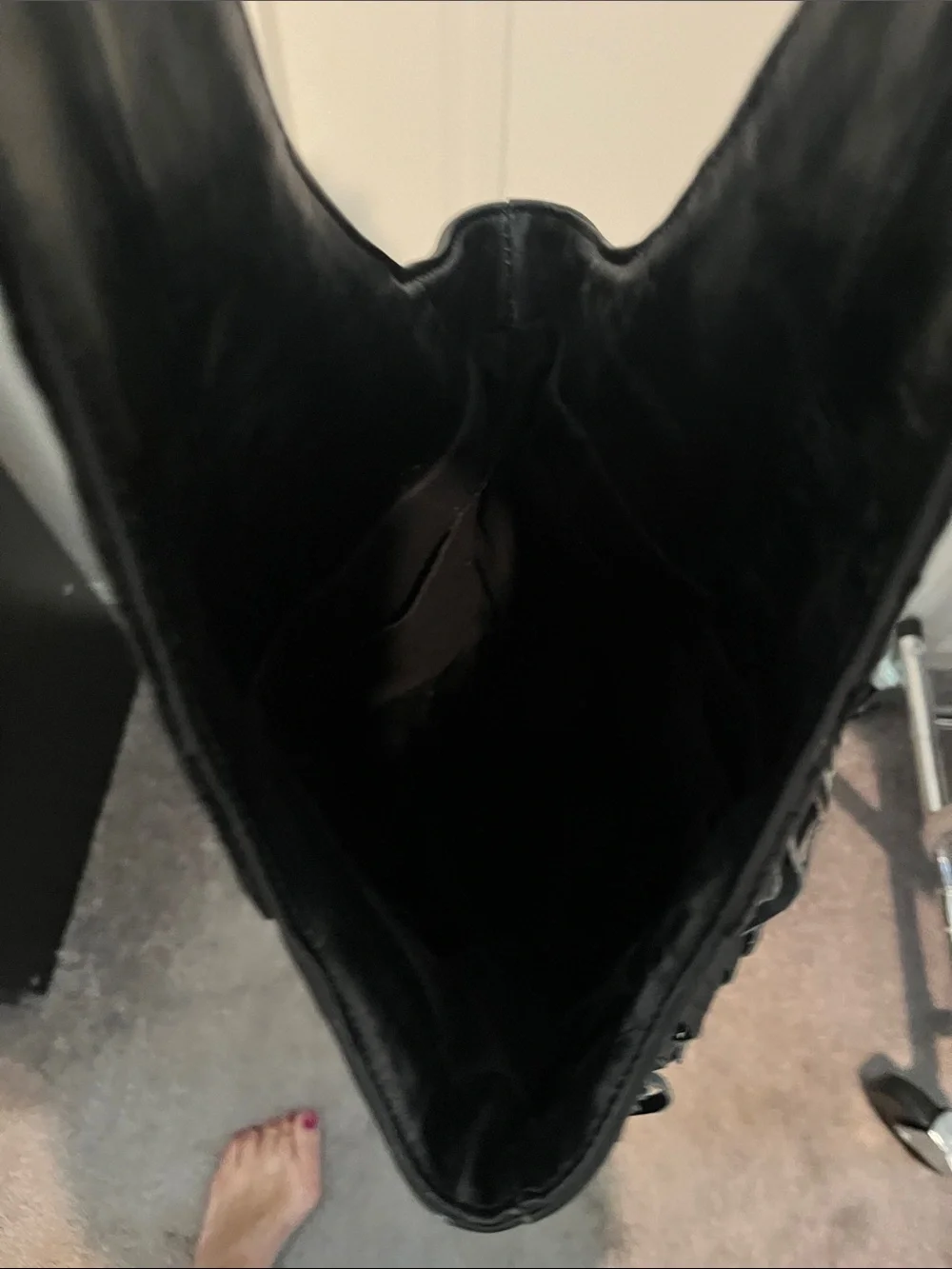 Black Fringe Leather Shoulder Bag with Gold Bee Beading